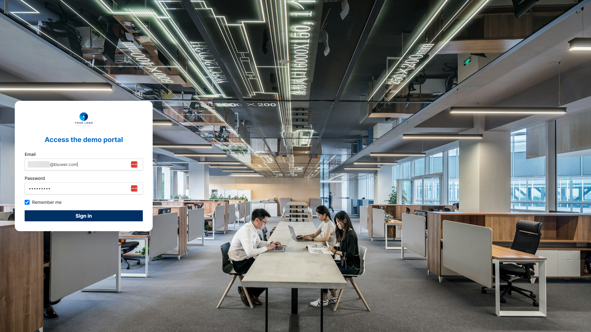 Biuwer - Data Portals - Login page example