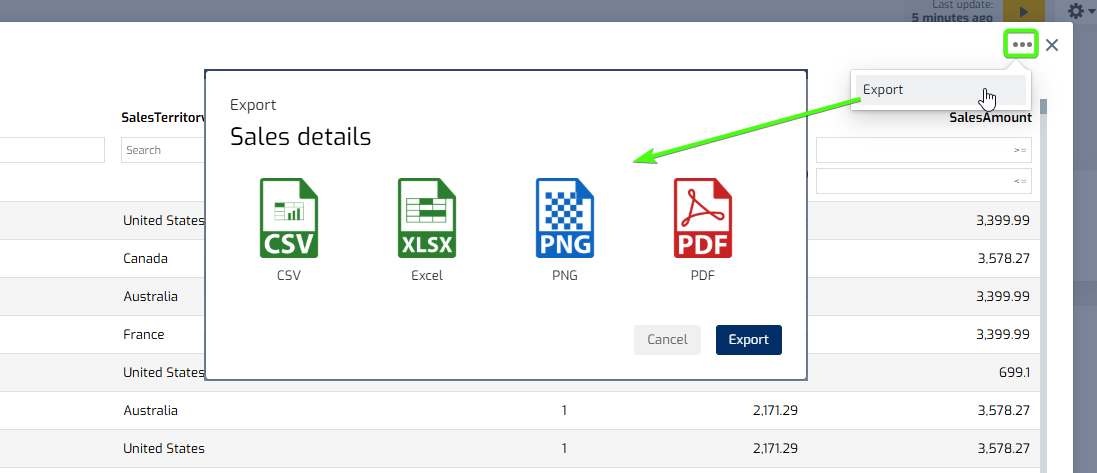 Biuwer - Export data in popups