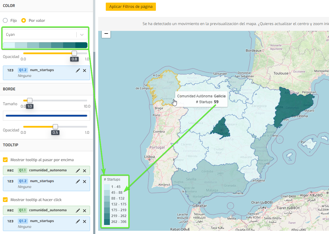 Biuwer - Leyendas en Mapas, en mapas de Coropletas